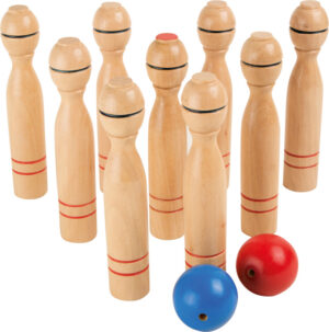 Jeu de Quilles Classique en Bois Naturel (9 quilles + 2 boules)