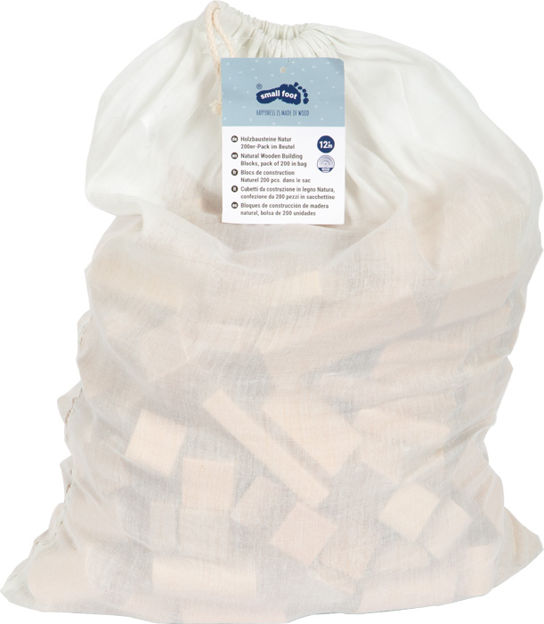 Set de 200 Blocs de Construction en Bois Naturel + Sac de Rangement – Image 5