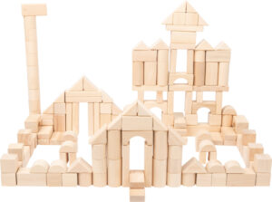 Set de 200 Blocs de Construction en Bois Naturel + Sac de Rangement