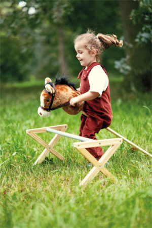 Cheval Bâton Sonore en Peluche avec Roulettes