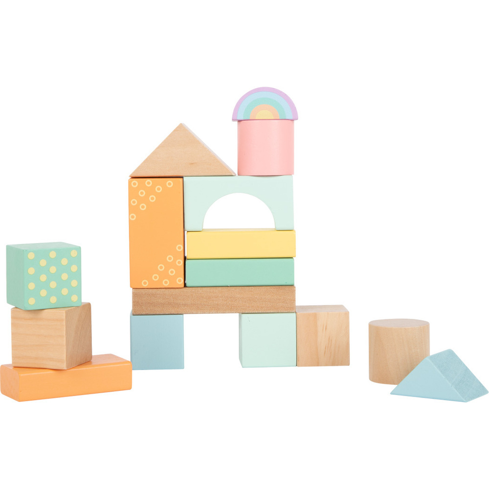 Set de 50 Blocs de Construction en Bois - Collection Pastel – Image 3