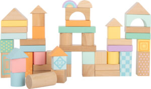 Set de 50 Blocs de Construction en Bois - Collection Pastel