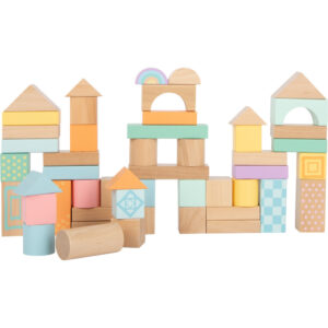 Set de 50 Blocs de Construction en Bois - Collection Pastel