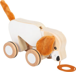 Chien à Tirer Articulé en Bois avec Oreilles Sensorielles