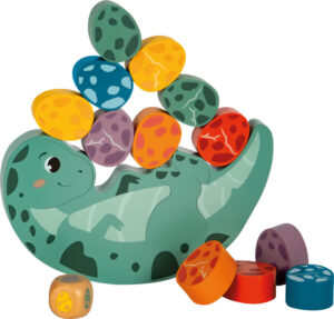 Jeu d'Équilibre "Dino" en Bois FSC® - 12 Œufs & Dé