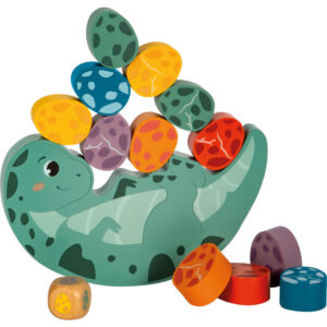 Jeu d'Équilibre "Dino" en Bois FSC® - 12 Œufs & Dé