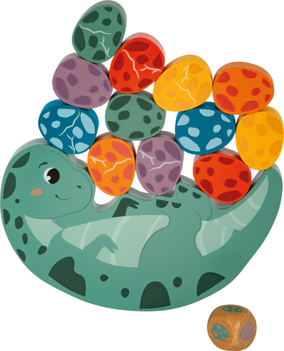 Jeu d'Équilibre "Dino" en Bois FSC® - 12 Œufs & Dé – Image 2