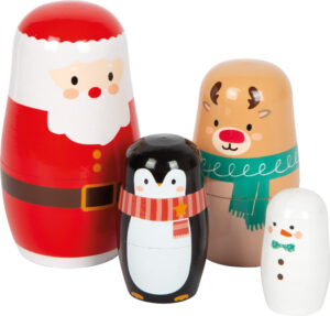 Poupées Russes "Noël" - Set de 4 Figurines en Bois