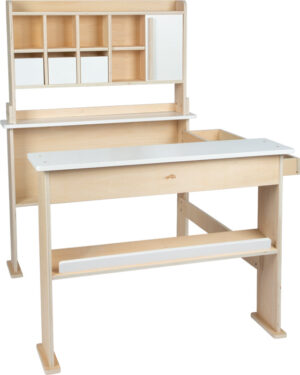 Grande Boutique Marchande en Bois Naturel et Blanc