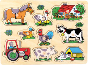 Puzzle d'Encastrement "La Ferme" - 9 Pièces à Boutons