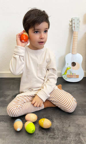 Set de 5 Œufs Musicaux en Bois - Éveil Sonore & Rythme